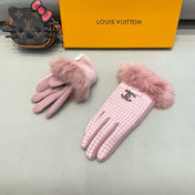 GLOVES IN PASTEL PINK MIX WHITE WOOL AND RABBIT FUR 417181