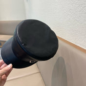 NEWSBOY CAP IN BLACK CALFSKIN 421107