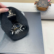 KNITTED BEANIE HAT IN BLACK MIX WHITE WOOL AND RABBIT FUR 426245