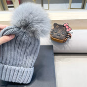 WOOL BEANIE WITH POM POM LIGHT GRAY 435050