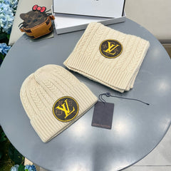 SET SCARF AND HAT IN CREAM BEIGE WOOL 434609