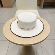 FLAT STRAW HAT WHITE 672721