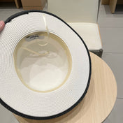 FLAT STRAW HAT WHITE 672721