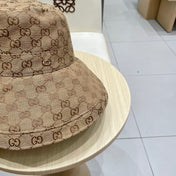 GG BUCKET HAT WIDE BRIM IN BEIGE MONOGRAM CANVAS