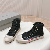 BLACK CANVAS HIGH-TOP SNEAKERS LOGO GRAFFITI