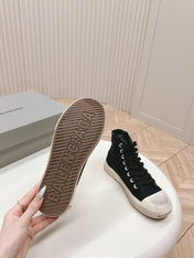 BLACK CANVAS HIGH-TOP SNEAKERS LOGO GRAFFITI