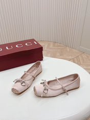 GG BALLET FLAT PASTEL PINK SILK