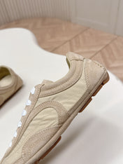 PRADA 26S SNEAKERS IN LIGHT BROWN QUILTED NYLON AND SUEDE