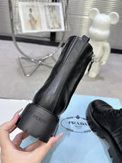 PRADA 25S WARRIOR BOOTS IN BLACK CALFSKIN