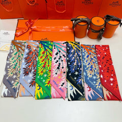 HERMES 25S SILK NECKERCHIEF 86 IN SILK 714350