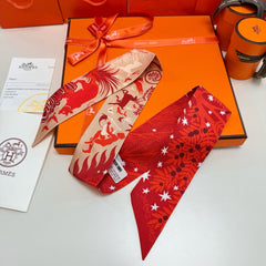 HERMES 25S SILK NECKERCHIEF 86 IN SILK 714352