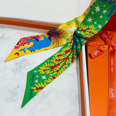 HERMES 25S SILK NECKERCHIEF 86 IN SILK 714355