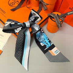HERMES 25S SILK NECKERCHIEF 86 IN SILK 714361