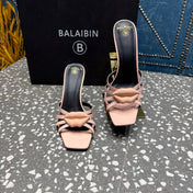 BALMAIN 26S HIGH-HEELED SANDALS 95 MM IN LIGHT PEACHY PINK CALFSKIN STYLE 2