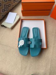 0RAN SANDALS IN SAPPHIRE BLUE CALFSKIN