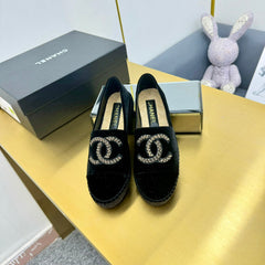 CC ESPADRILLES PLATFORM 25S IN BLACK VELVET