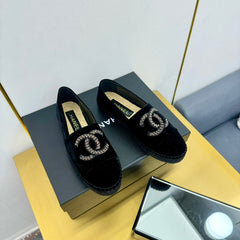 CC ESPADRILLES PLATFORM 25S IN BLACK VELVET