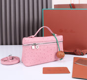 EXTRA POCKET L19 IN BABY PINK OSTRICH LEATHER
