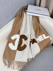 SCARF 200 CM IN CIDER BROWN MIX WHITE CASHMERE AND WOOL 399796