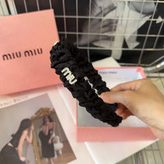 SET HAIRBAND AND HAIR CLIP IN BLACK WRINKLED FABRIC 332067