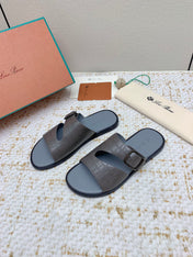 SANDALS IN DARK GRAY SNAKE EMBOSSED CALFSKIN