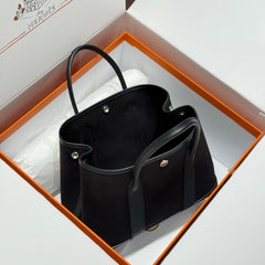 GARDEN PARTY 30CM IN BLACK TOILETS COTTON CANVAS AND CALFSKIN
