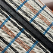PICOTIN LOCK 18 BAG IN BLACK CALFSKIN ÉCRU/NOIR/FAUVE/NOIR/BLEU ZANZIBAR EMBROIDERY PLAID CANVAS