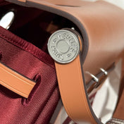 HERMES 25S MINI HERBAG 20 IN PLUM RED CANVAS SILVER HARDWARE