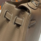 HERMES 25S KELLY BAG 28 IN ETOUPE EPSOM CALFSKIN SILVER HARDWARE