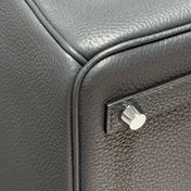 HERMES 25S MEDIUM BIRKIN 25 IN CHARCOAL GRAY CALFSKIN SILVER HARDWARE