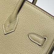 HERMES 25S MEDIUM BIRKIN 25 IN DARK KHAKI CALFSKIN GOLD HARDWARE