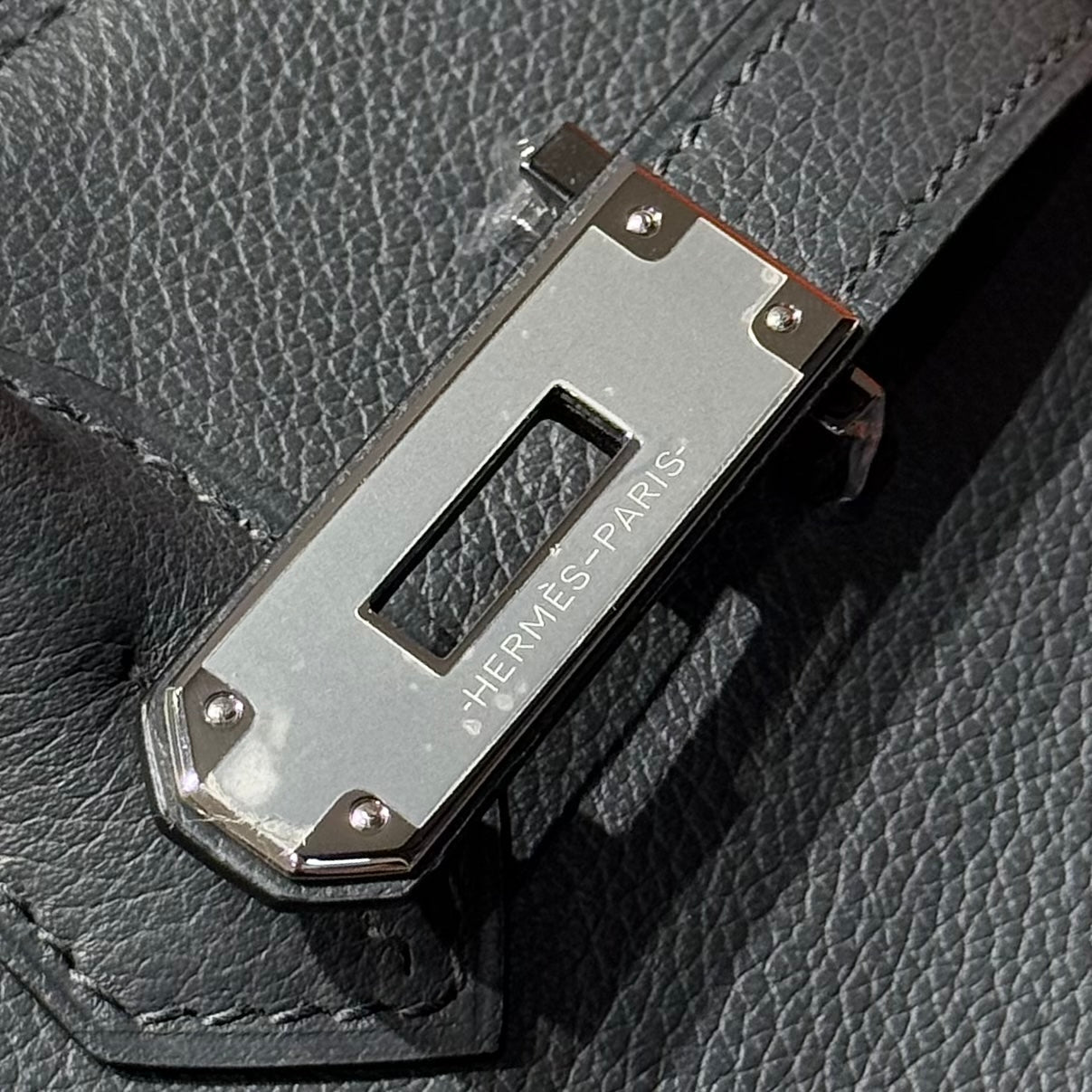 HERMES 25S SHOULDER BIRKIN 29 IN HAZE GRAY CALFSKIN SILVER HARDWARE