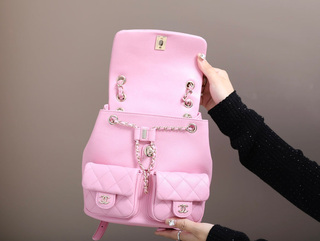 CHANEL 25S BACKPACK 21 CM IN LIGHT PINK LAMBSKIN