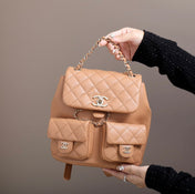 CHANEL 25S BACKPACK 21 CM IN LIGHT BROWN LAMBSKIN