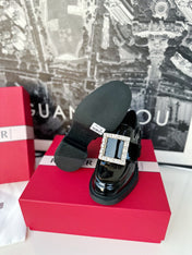 VIV' RANGERS LOAFERS IN BLACK PATENT CALFSKIN STRASS BUCKLE