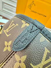 NEVERFULL INSIDE OUT MM BAG 31 IN BROWN MONOGRAM COATED CANVAS AND CALFSKIN