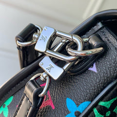 DIANE NANO BAG 19 IN MULTICOLOR MONOGRAM CANVAS AND BLACK COWHIDE