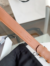 TRIOMPHE BELT 24MM IN BRONZE BROWN CALFSKIN WITH GOLD BUCKLE
