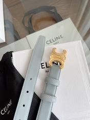 TRIOMPHE BELT 24MM IN ASH GRAY CALFSKIN WITH GOLD BUCKLE