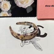 SILK THICK HEADBAND LIGHT BROWN FLOWER PRINT 239957