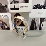 BRAIDED HEADBAND IN WHITE AND BEIGE FABRIC 316686