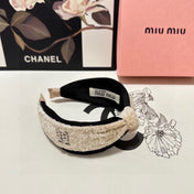 HEADBAND IN BEIGE VELVET SEQUINS-EMBELLISHED 361160