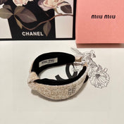 HEADBAND IN BEIGE VELVET SEQUINS-EMBELLISHED 361160