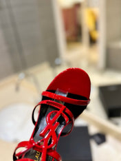 SL CASSANDRA HEELED SANDALS RED CALFSKIN