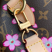 SPEEDY BANDOULIÈRE CHERRY BLOSSOM 25 IN SAKURA BROWN MONOGRAM COATED CANVAS