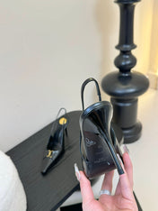 BABYLONE BRETEUIL SLINGBACK 85 MM PUMPS IN BLACK SMOOTH LEATHER