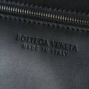 BOTTEGA VENETA 25S DIAGO 22 IN BLACK CALFSKIN PATENT SILVER HARDWARE