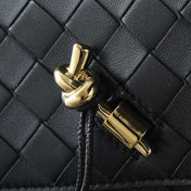 BOTTEGA VENETA 25S ANDIAMO POUCH 19 IN BLACK CALFSKIN GOLD HARDWARE