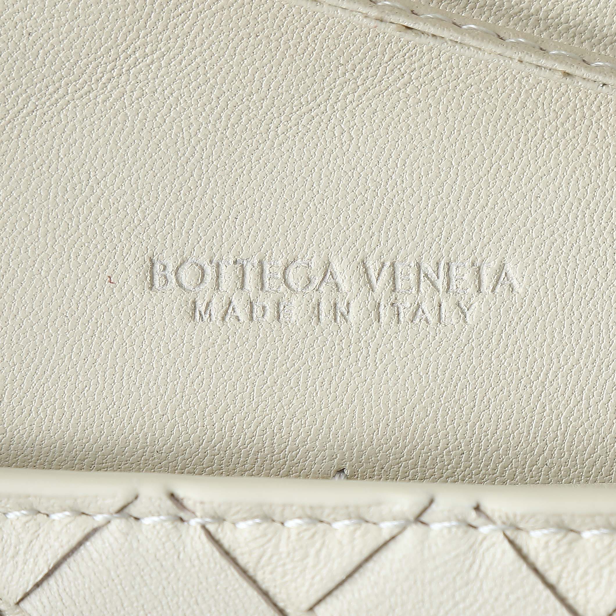 BOTTEGA VENETA 25S ANDIAMO POUCH 19 IN IVORY CALFSKIN GOLD HARDWARE