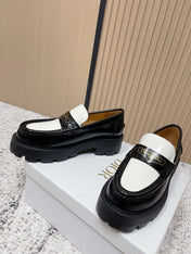DIOR 25S BOY PLATFORM LOAFERS IN BLACK MIX WHITE CALFSKIN